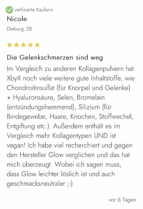 Bewertung Kollagen Kick Nicole