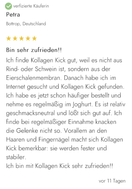 Bewertung Kollagen Kick Petra